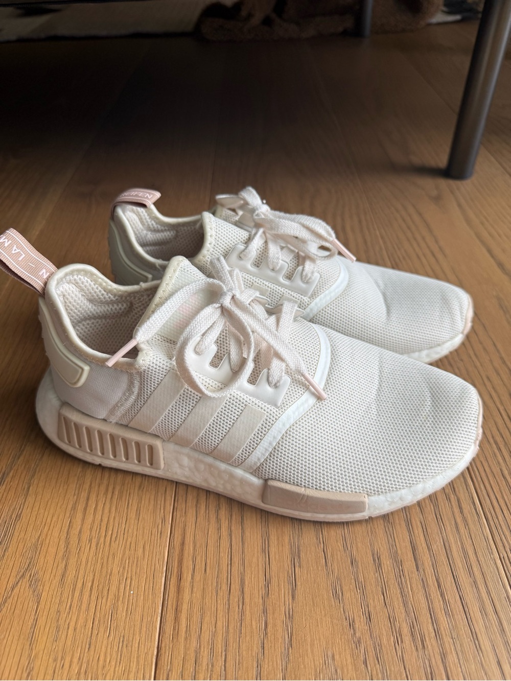 adidas women’s NMD Sneakers in Cream with Pale Pink Accents